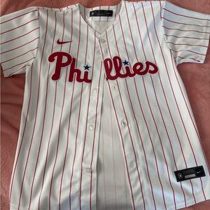 Nike White and Red Phillies Jersey